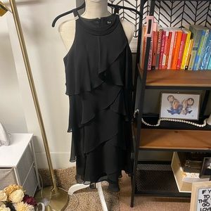 Black Ruffle Evening Dress